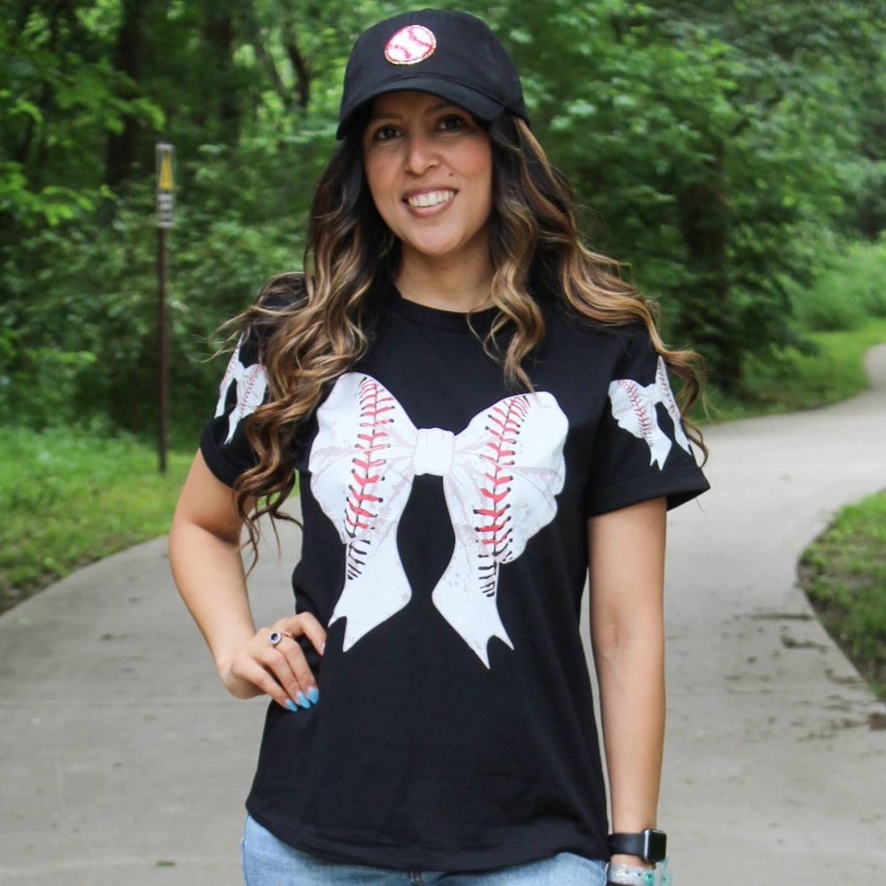 Baseball Bow Graphic Relaxed Tee